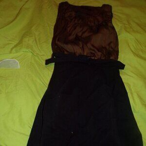 The Limited size 0 black sheath dress with silky brown top belted